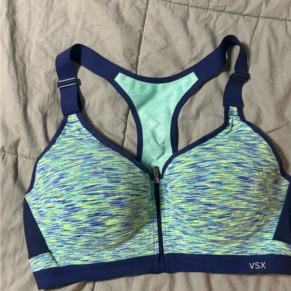 VSX Multicolor Sports Bra with Blue Accents